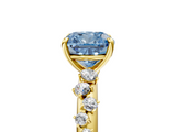Yellow gold Fancy Blue Cushion  Diamond Cluster Prong-Set Solitaire Ring_46