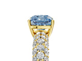 Yellow gold Fancy Blue Cushion  Diamond Pavé Band Solitaire Ring with Four-Prong Setting_53