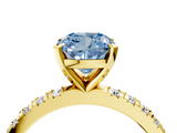 Yellow gold Fancy Blue Cushion  Diamond Pavé Band Solitaire with Four-Prong Setting_201