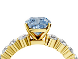 Yellow gold Fancy Blue Cushion  Diamond Pavé Band Solitaire with Four-Prong Setting_7