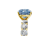Yellow gold Fancy Blue Cushion  Diamond Pavé Band Solitaire with Four-Prong Setting_8