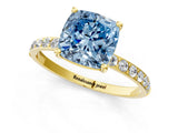 Yellow gold Fancy Blue Cushion  Diamond Pavé Band with Six-Prong Setting_32