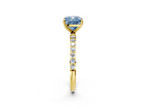 Yellow gold Fancy Blue Cushion  Diamond Pavé Band with Six-Prong Setting_33
