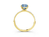 Yellow gold Fancy Blue Cushion  Diamond Pavé Band with Six-Prong Setting_34