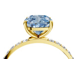 Yellow gold Fancy Blue Cushion  Diamond Pavé Band with Six-Prong Setting_35