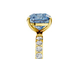 Yellow gold Fancy Blue Cushion  Diamond Pavé Band with Six-Prong Setting_36