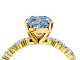 Yellow gold Fancy Blue Cushion  Diamond Prong Set Engagement Ring with Pave Band_226
