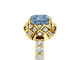 Yellow gold Fancy Blue Cushion  Diamond Solitaire Ring with Shared Prong Pavé Band_71