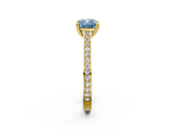 Yellow gold Fancy Blue Cushion  Diamond Solitaire with Pave Band and Six-Prong Setting_22