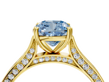 Yellow gold Fancy Blue Cushion  Diamond Solitaire with Pave Band and Six-Prong Setting_24