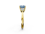 Yellow gold Fancy Blue Cushion  Diamond Three-Stone Ring with Trapezoid Side Stones and Prong Setting_36