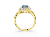 Yellow gold Fancy Blue Cushion  Halo Cluster Diamond Engagement Ring with Prong Setting and Polished Band_42