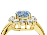 Yellow gold Fancy Blue Cushion  Halo Cluster Diamond Engagement Ring with Prong Setting and Polished Band_43