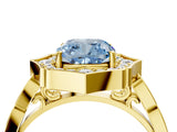 Yellow gold Fancy Blue Cushion  Halo Diamond Engagement Ring with Milgrain Band and Four-Prong Setting_58