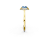 Yellow gold Fancy Blue Cushion  Halo Diamond Engagement Ring with Solitaire Band and Four-Prong Setting_22