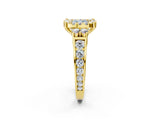 Yellow gold Fancy Blue Cushion  Halo Diamond Engagement Ring with Split Shank and Four-Prong Setting_45