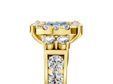 Yellow gold Fancy Blue Cushion  Halo Diamond Engagement Ring with Split Shank and Four-Prong Setting_48