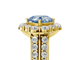 Yellow gold Fancy Blue Cushion  Halo Diamond Engagement Ring with Split Shank and Prong Setting_71