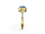 Yellow gold Fancy Blue Cushion  Halo Diamond Pavé Band Ring with Prong Setting_21