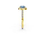 Yellow gold Fancy Blue Cushion  Halo Diamond Pavé Solitaire Ring_53