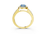Yellow gold Fancy Blue Cushion  Halo Diamond Pavé Solitaire Ring_54