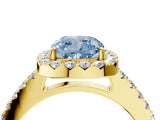 Yellow gold Fancy Blue Cushion  Halo Diamond Pavé Solitaire Ring_55