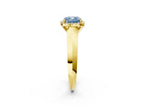 Yellow gold Fancy Blue Cushion  Halo Diamond Ring with Cathedral Band and Four-Prong Setting_51