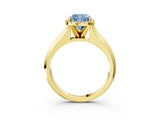 Yellow gold Fancy Blue Cushion  Halo Diamond Ring with Cathedral Band and Four-Prong Setting_52