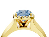 Yellow gold Fancy Blue Cushion  Halo Diamond Ring with Cathedral Band and Four-Prong Setting_53