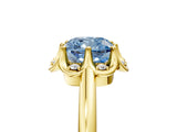 Yellow gold Fancy Blue Cushion  Halo Diamond Ring with Round Cluster Setting, Solitaire Band, and Four-Prong Setting_54