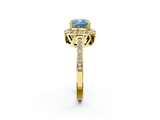 Yellow gold Fancy Blue Cushion  Halo Diamond Ring with Split Shank and Four-Prong Setting_47