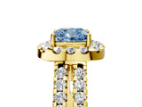 Yellow gold Fancy Blue Cushion  Halo Diamond Split Shank Engagement Ring with Prong Setting_51