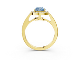 Yellow gold Fancy Blue Cushion  Halo Pavé Diamond Engagement Ring with Bezel Setting_23