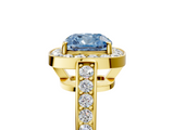 Yellow gold Fancy Blue Cushion  Halo Pavé Diamond Engagement Ring with Bezel Setting_25