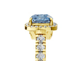 Yellow gold Fancy Blue Cushion  Halo Pavé Diamond Engagement Ring with Four-Prong Setting_31