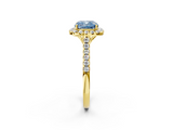 Yellow gold Fancy Blue Cushion  Halo Pavé Diamond Engagement Ring with Four-Prong Setting_5