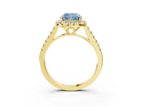 Yellow gold Fancy Blue Cushion  Halo Pavé Diamond Engagement Ring with Four-Prong Setting_6