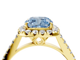 Yellow gold Fancy Blue Cushion  Halo Pavé Diamond Engagement Ring with Four-Prong Setting_7