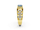Yellow gold Fancy Blue Cushion  Halo Pave Diamond Engagement Ring with Milgrain Detailing_51