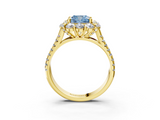 Yellow gold Fancy Blue Cushion  Halo Split Shank Diamond Engagement Ring with Pave Band and Four-Prong Setting_57