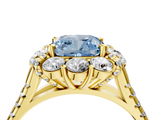 Yellow gold Fancy Blue Cushion  Halo Split Shank Diamond Engagement Ring with Pave Band and Four-Prong Setting_58