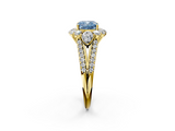 Yellow gold Fancy Blue Cushion  Halo Split Shank Diamond Engagement Ring with Prong Setting_22