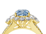 Yellow gold Fancy Blue Cushion  Halo Split Shank Diamond Engagement Ring with Prong Setting_24