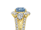 Yellow gold Fancy Blue Cushion  Halo Split Shank Diamond Engagement Ring with Prong Setting_25