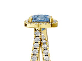 Yellow gold Fancy Blue Cushion  Halo Split Shank Diamond Ring with Pavé Setting_31