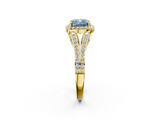 Yellow gold Fancy Blue Cushion  Halo Split Shank Diamond Ring with Prong Setting_22