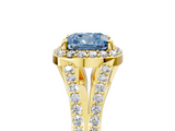 Yellow gold Fancy Blue Cushion  Halo Split Shank Diamond Ring with Prong Setting_25