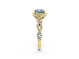 Yellow gold Fancy Blue Cushion  Halo Twist Band Solitaire Ring with Six-Prong Setting_35