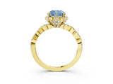 Yellow gold Fancy Blue Cushion  Halo Twist Band Solitaire Ring with Six-Prong Setting_36