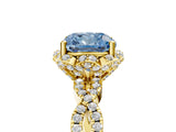 Yellow gold Fancy Blue Cushion  Halo Twist Band Solitaire Ring with Six-Prong Setting_38